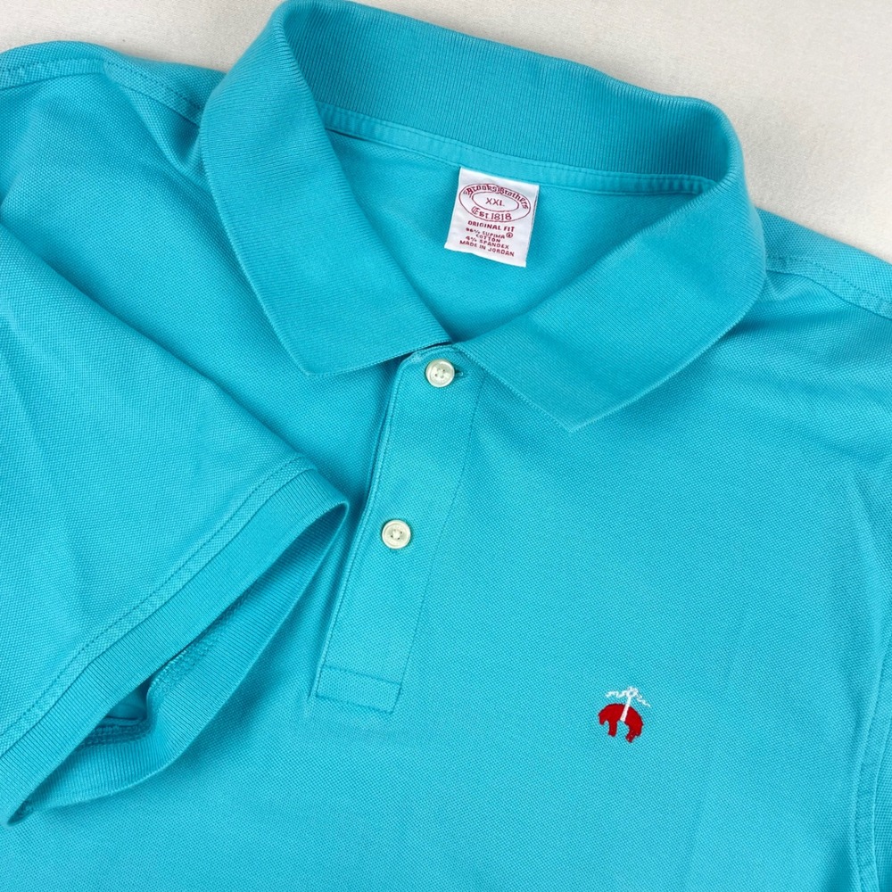 Brooks Brothers Mens XXL Original Fit Supima Cotton Polo Shirt Turquoise Blue